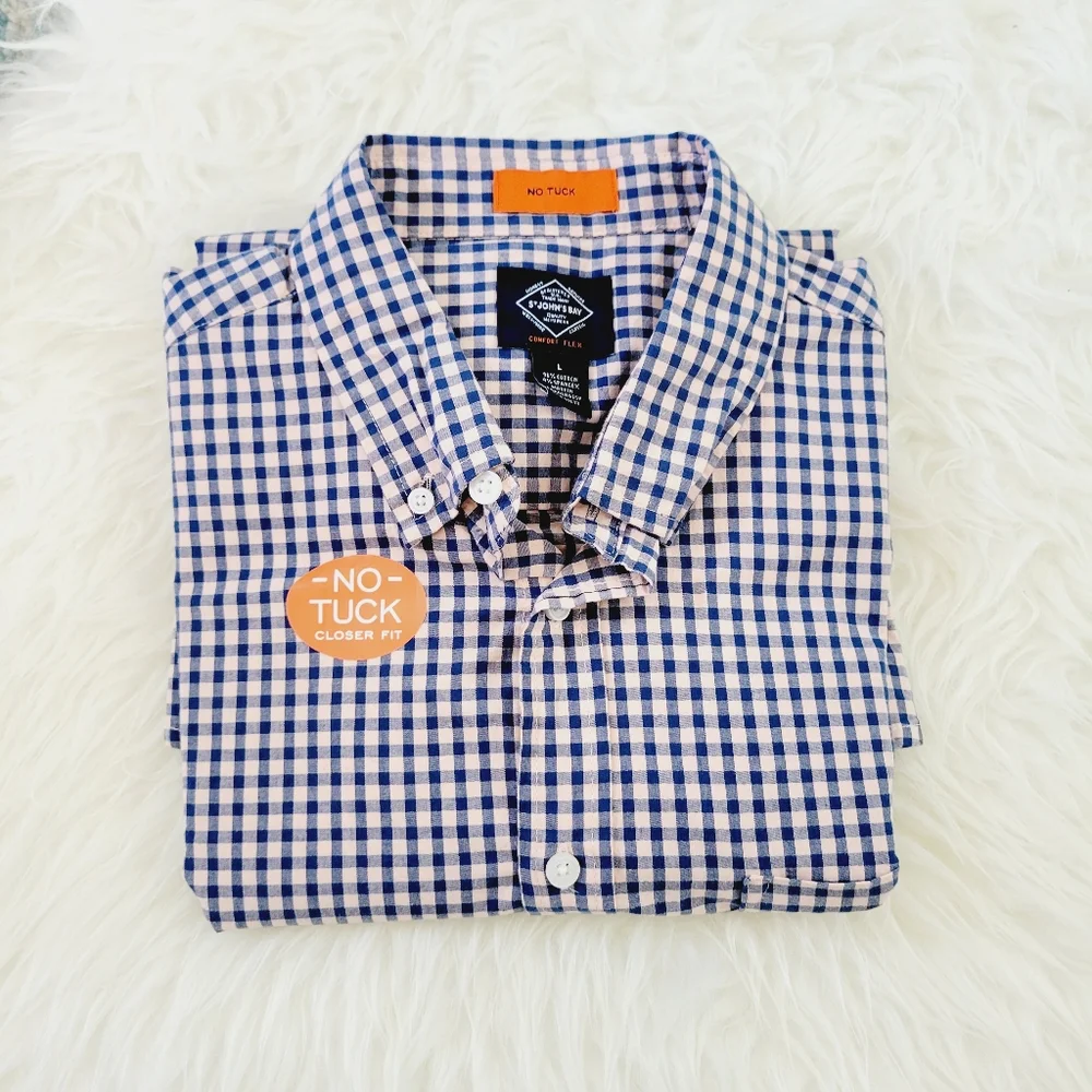 St. John's Bay Short Sleeve Button-Down Shirt sz L - Picture 1 of 8